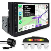 Kit Multimídia 1 Din 7 Polegadas + Câmera Ré + Sensor Ré Branco Corsa 1994 1995 1996 1997 Carplay