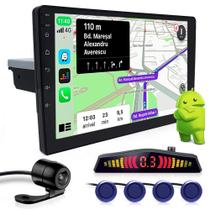 Kit Multimídia 1 Din 9 Polegadas Android + Câmera Ré + Sensor Ré Azul Strada 2005 2006 2007 Espelhamento