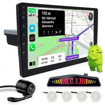 Kit Multimídia 1 Din 9 Polegadas Android + Câmera Ré + Sensor Ré Pérola Duster 2012 2013 2014 2015 2016 Espelhamento