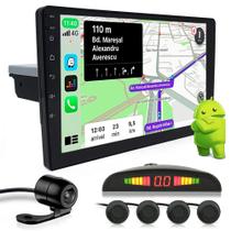 Kit Multimídia 1 Din 9 Polegadas Android + Câmera Ré + Sensor Ré Preto Brava 1999 2000 2001 2002 2003 Carplay GPS
