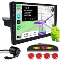 Kit Multimídia 1 Din 9 Polegadas Android + Câmera Ré + Sensor Ré Vermelho UP 2014 2015 Carplay GPS