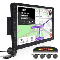 Kit Multimídia 1 Din 9 Polegadas + Câmera Ré + Sensor Ré Cinza Grafite Fiat Palio G3 2010 2011 2012 2013 2014 USB Bluetooth