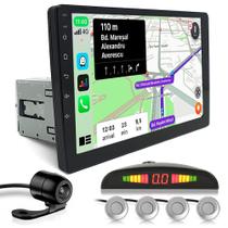 Kit Multimídia 1 Din 9 Polegadas + Câmera Ré + Sensor Ré Prata Corolla 2003 2004 2005 2006 2007 Espelhamento