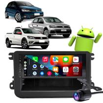 Kit Multimídia 1 Din Rádio MP3 Android CarPlay 2/32GB Gol Saveiro Voyage G7 2018-2017