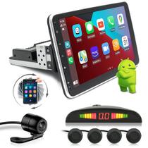 Kit Multimídia 10 Polegadas Rotativo + Câmera Ré + Sensor Ré Preto Veracruz 2007 2008 2009 2010 2011 2012 Android Auto