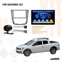 Kit Multimídia 7 MP5 Espelhamento Câmera de Ré Moldura 2DIN Saveiro G5 Conector 16 Vias