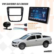 Kit Multimídia 9 MP5 CarPlay Câmera de Ré Moldura Flutuante Saveiro G5 Conector 16 Vias