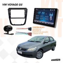 Kit Multimídia 9 MP5 CarPlay Câmera de Ré Moldura Flutuante Voyage G5 Conector 16 Vias