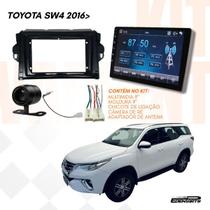 Kit Multimídia 9 MP5 CarPlay com Câmera de Ré com Moldura SW4 2016 com Chicote e Adaptador de Antena