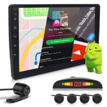 Kit Multimídia 9 Polegadas Android + Câmera Ré + Sensor Ré Preto Fiat Palio G2 1996 1997 1998 1999 2000 2001 2002 USB Bluetooth