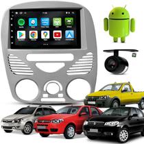 Kit Multimidia Android 7 Pol Strada/Siena/Weekend/Palio 2002 A 09 10 11 12 13 2014 Cinza Brilhante