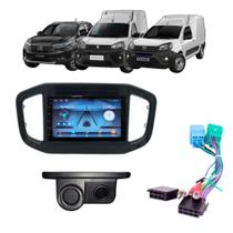 Kit Multimídia Android 7" Strada Fiorino Partner Mobi CarPlay Câmera Sensor Moldura