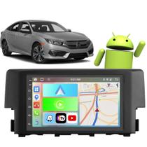 Kit Multimidia Android Auto Carplay Civic 2017 2018 2019 2020 2021 7" Voz Google Siri Tv Bluetooth