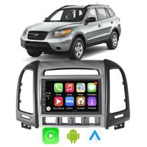 Kit Multimidia Android Santa Fé 2006 a 2012 7 Pol Android Auto + Moldura Painel
