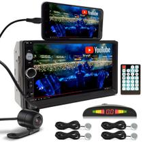 Kit Multimídia + Câmera Ré + Sensor Ré Prata Amarok 2015 2016 2017 2018 Bluetooth USB 7 Polegadas Touch Espelhamento