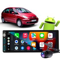 Kit Multimídia CarPlay Android 1 Din Rádio MP3 Xsara Picasso 2001-2012 + Câmera