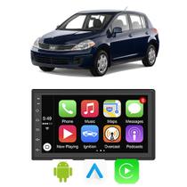 Kit Multimidia Carplay Android Auto Nissan Tiida 2010 A 2014 7" Comando Por Voz Siri Play Store Wi-fi