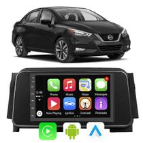 Kit Multimidia Carplay Android Auto Nissan Versa 2021 2022 2023 7" Comando Por Voz Siri GPS Wifi Tv