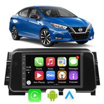 Kit Multimidia Carplay Android Auto Nissan Versa 2021 2022 2023 7" Comando Por Voz Siri GPS Wifi Tv