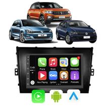 Kit Multimidia Carplay/Android-Auto Polo Virtus Tcross Nimus Taos 7" Comando Por Voz Siri Play Store