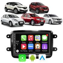 Kit Multimidia Carplay/Android-Auto Renault Sandero Kwid Captur Logan Duster 7" Comando Por Voz Siri - E-Carplay