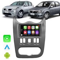 Kit Multimidia Carplay Android Auto Sandero Logan 2007 A 2011 7" Comando Por Voz Siri