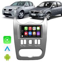 Kit Multimidia Carplay Android Auto Sandero Logan 2007 A 2011 7" Comando Por Voz Siri - E-Carplay