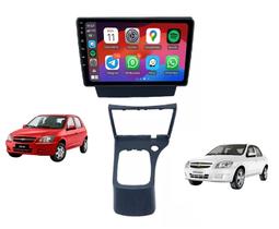 Kit Multimídia Celta Prisma 2006 / 2015 9 Pol CarPlay AndroidAuto BT USB FM - Roadstar 7009BR