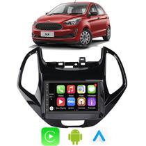 Kit Multimidia Ford Ka 2018 2019 2020 2021 7" CarPlay Android Auto Voz Google Siri Tv Bluetooth Gps