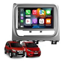 Kit Multimídia Idea 2013 / 2015 Mold Prata 7 Pol CarPlay AndroidAuto - FirstOption 8100