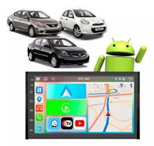 Kit Multimidia March Versa 2011 2012 2013 7" Android Auto CarPlay Bluetooth Tv Online