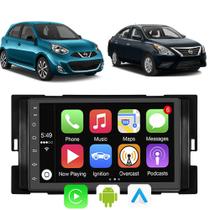 Kit Multimidia March Versa 2014 2015 2016 2017 2018 2019 2020 Auto Android CarPlay 7" Voz Google Siri Tv Online