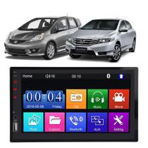 Kit Multimídia Mp5 Fit 2004 A 2014 City 2009 A 2014 7 Polegadas Espelhamento Android e IOS