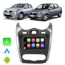 Kit Multimidia Sandero Logan 2012 2013 2014 Carplay/Android-Auto 7" Comando Por Voz Siri Google