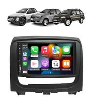 Kit Multimídia Strada Palio Siena 2012 / 2019 Mold Preta 7 Pol CarPlay AndroidAuto - First Option 8100