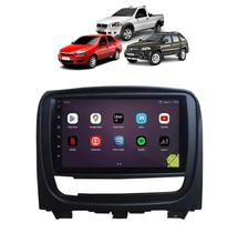 Kit Multimidia Strada Palio Siena 2012 / 2019 Mold Preta Android 7 Pol GPS Carplay - 701KC First Option