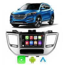 Kit Multimidia Tucson 2017 18 19 20 21 22 23 2024 7" CarPlay Android Auto Siri Tv Online Gps Integrado