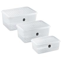 Kit multiuso 3 potes para mantimentos. Retangular 3L, 2L, 1L - UZ Kit multiuso 3 potes para mantimentos. Retangular 3L, 2L, 1L - UZ