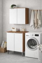 Kit Multiuso modulado Luana 2 peças 70cm Lavanderia - Cinamomo/Branco Aramóveis