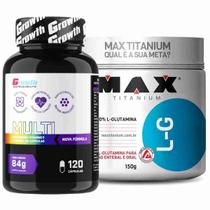 Kit Multivitaminico 120 Caps Growth + Glutamina 150g Max - Growth Supplements
