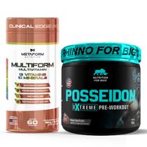 Kit Multivitamínico 60 Tabletes Metaform + Pré Treino Posseidon 250g Nutrition For Bigs