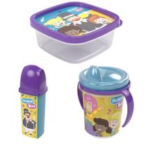 Kit Mundo Bita Escolar Pote Case Escova Dental Caneca