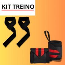 Kit Munhequeira Profissional + Tala de Straps 100% Algodão Linha Premium Academia e Exercício Funcional