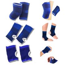 Kit Munhequeira Tornozeleira E Joelheira Compressão Ajuste 3 Itens Esportiva Academia