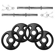 Kit Musculação 4Kg em Anilhas de Ferro com 2 Barras 40cm