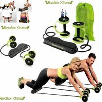 Kit musculação fitness completo academia em casa revoflex elastico roda abdominal extensor