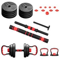 Kit Musculação Halter Barra Kettlebell Kit Musculação 6 Em 1