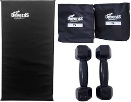 kit musculação peso musculação halteres 2 kg par tornozeleira de peso 2 kg e colchonete academia ginástica