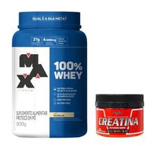 Kit musculo definido 30 dias max e integral: 100% whey pote 900g + creatina 150g pura - MAX TITANIUM