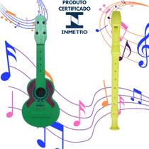 Kit Musical Brinquedos Educativo C/2 Instrumentos Violão Pandeiro Infantil
